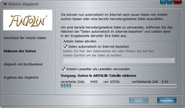 Antolin Schnittstelle Fortschrittsanzeige