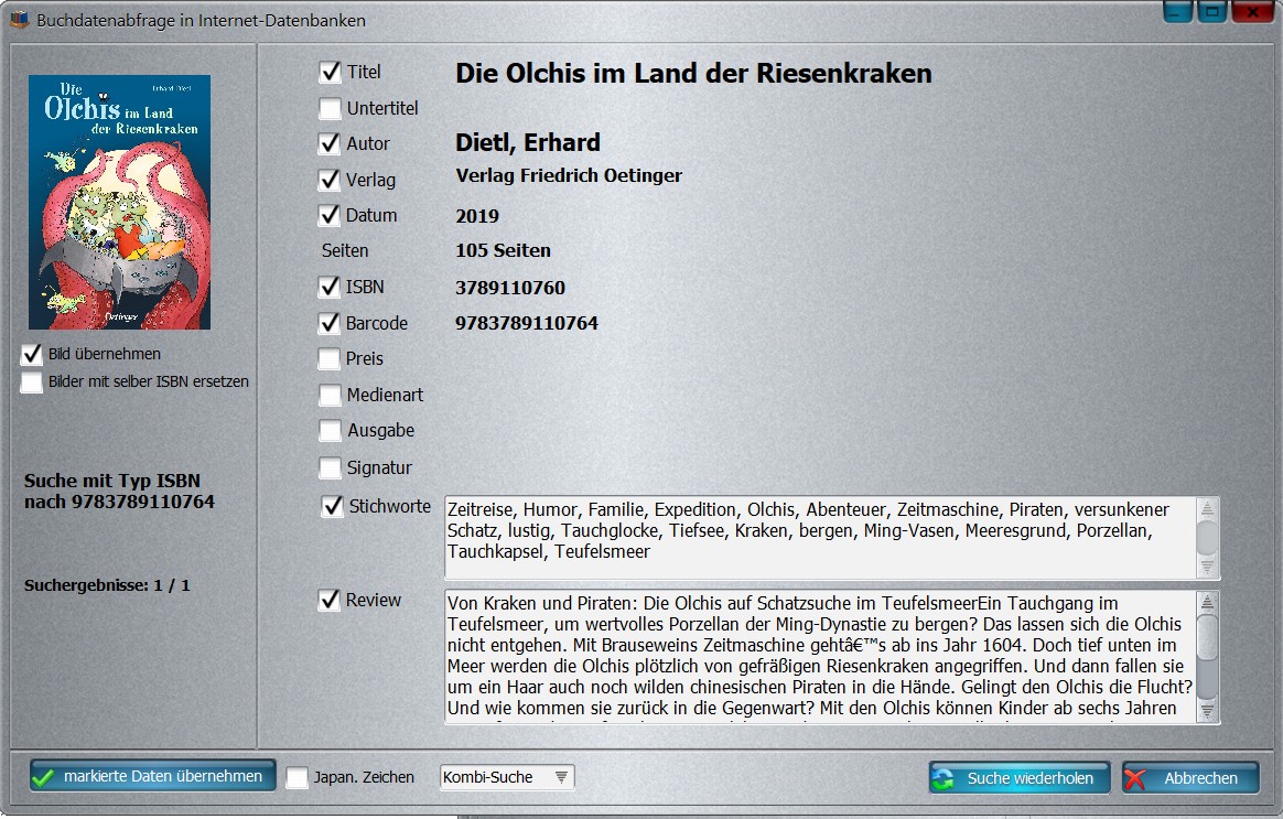 Screenshot Internet-Buchdaten-Abfrage